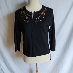 Rafaella Black and Tan Cardigan Sweater